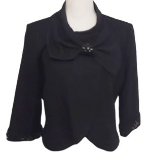 Ming Wang Petite Black Bow Crop Jacket EUC sz PL